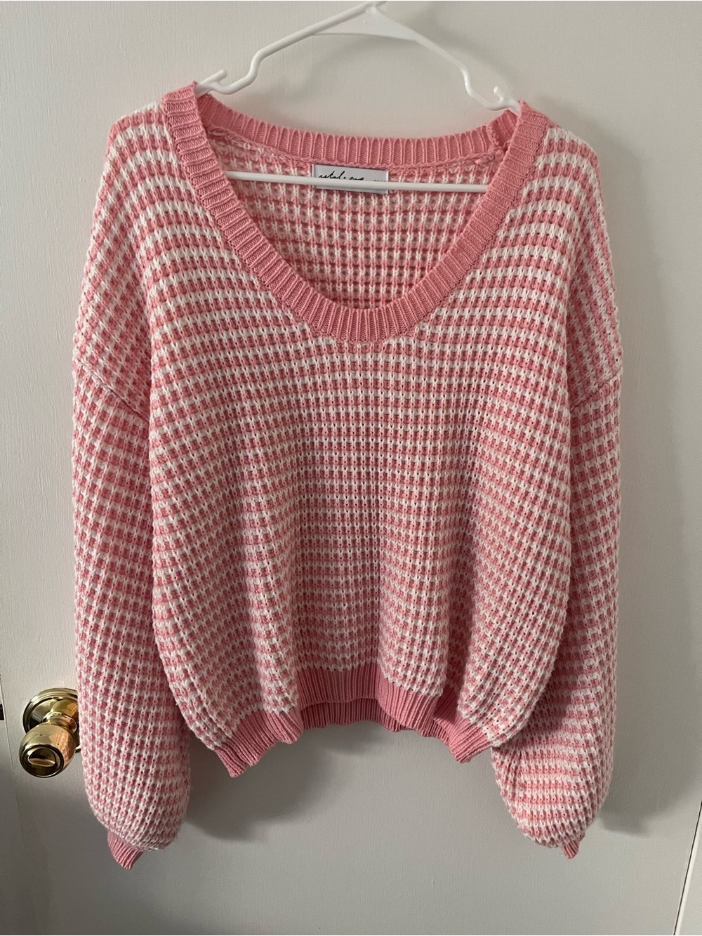 Petal + Pup Chunky White and Pink Striped Sweater Women’s Size Small